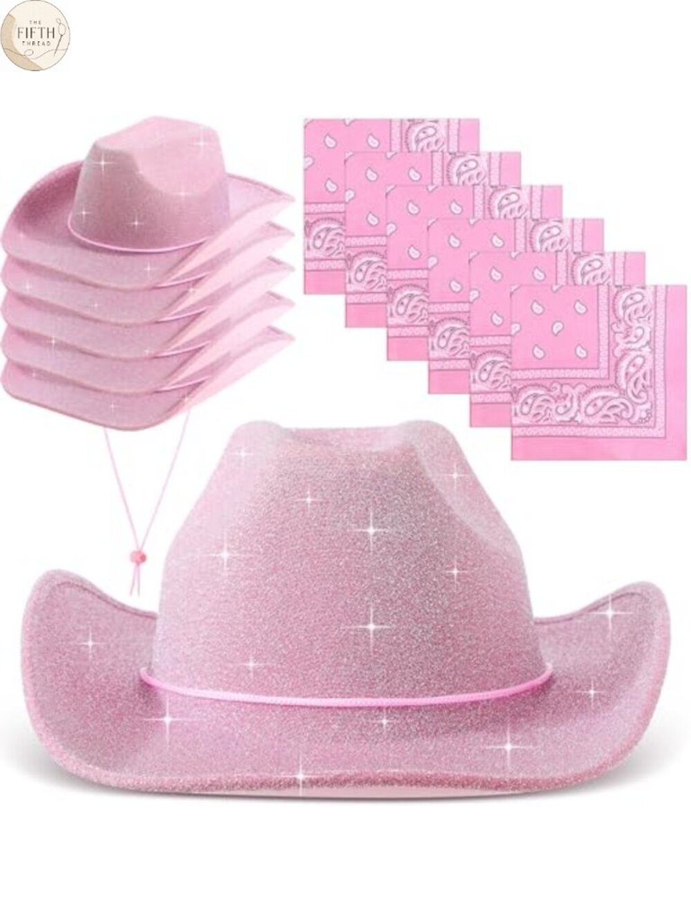 Sparkly Cowboy Hat and Paisley Bandana Set Adult Western Party Costume